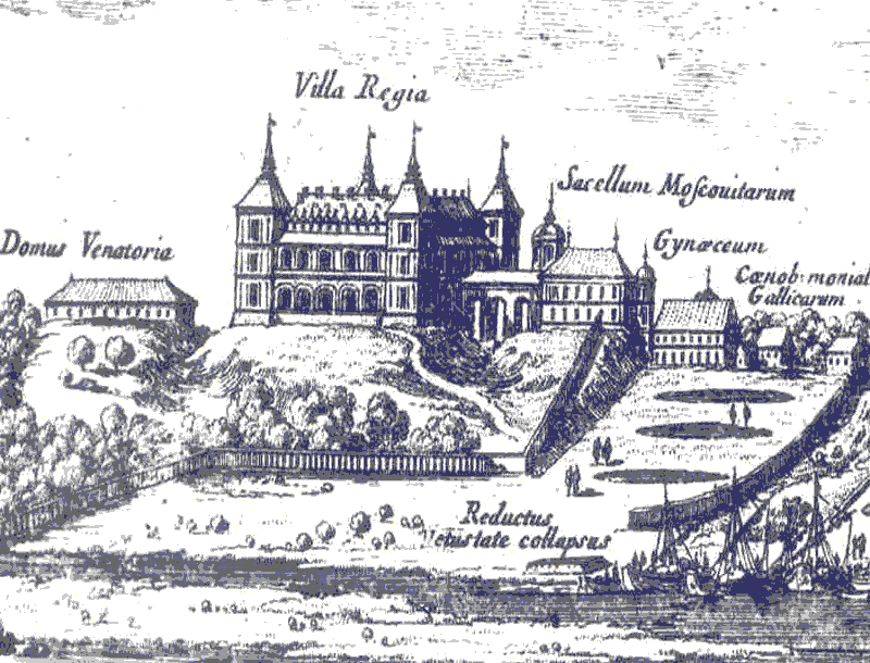 Fragment panoramy Warszawy z widoczną kaplicą prawosławną