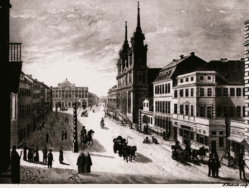Widok Krakowskiego Przedmieścia ku ulicy Nowy Świat