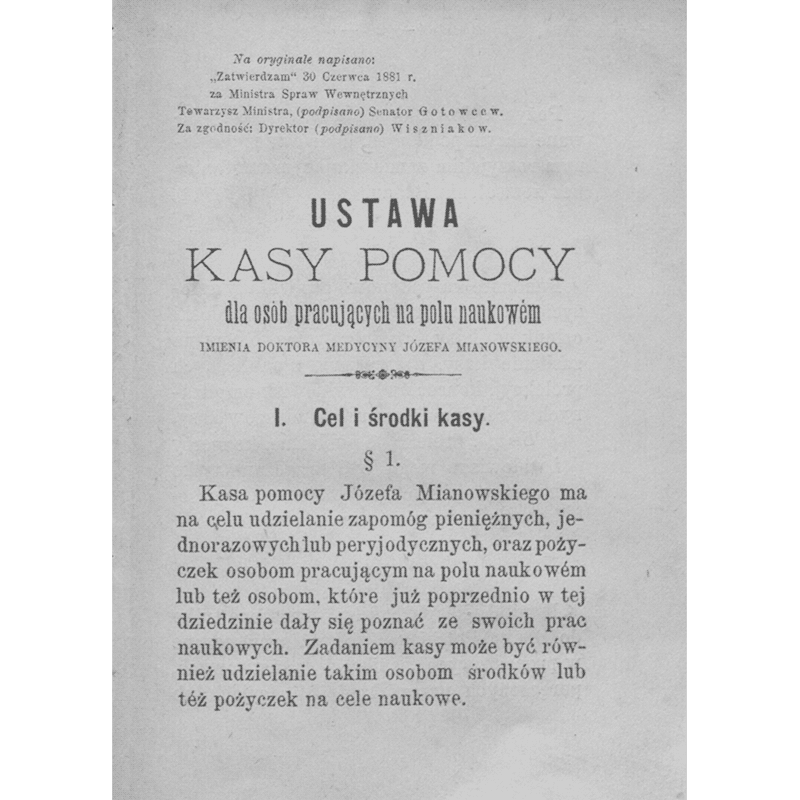 Zarys historii Kasy Mianowskiego